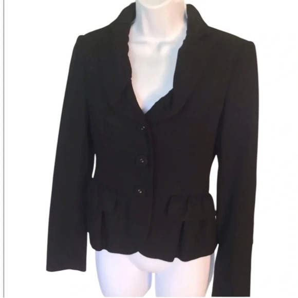 Moschino Cheap and Chic black wool jacket blazer elbow patch ruffle  Size 6 - Picture 8 of 8